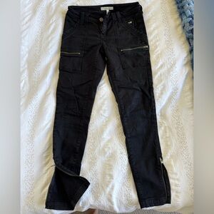 Joie “Park Skinny” Cargo Pants 26 Black Zip Ankle